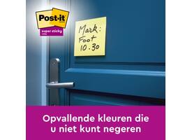 Memoblok Post-it 654 Super Sticky 76x76mm geel 14+2 gratis