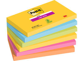 Memoblok Post-it 655 Super Sticky 76x127mm Carnival 6 stuks