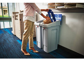 Afvalbak Rubbermaid Slim Jim Recyclestation starterset 87 liter grijs