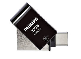 USB stick 3.1 Philips 2in1 USB-C USB-A 32GB zwart