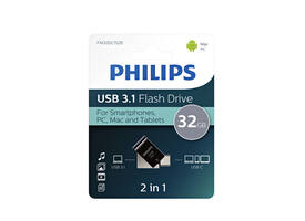 USB stick 3.1 Philips 2in1 USB-C USB-A 32GB zwart