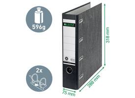 Ordner Leitz 1092 giro-bank met dubbele mechaniek 75mm karton A4 zwart