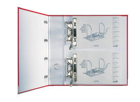 Giro-bank ordner Leitz A4 met dubbele mechaniek 80mm PP rood
