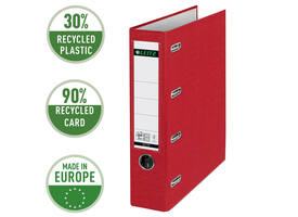 Giro-bank ordner Leitz A4 met dubbele mechaniek 80mm PP rood