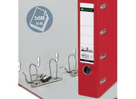 Giro-bank ordner Leitz A4 met dubbele mechaniek 80mm PP rood