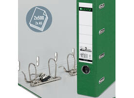 Giro-/bank ordner Leitz A4 met dubbele mechaniek 80mm PP groen