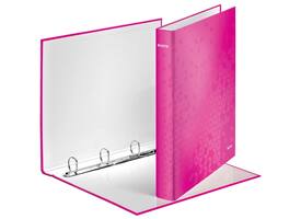 Ringband Leitz WOW A4 maxi 4-rings D-mechaniek 25mm roze
