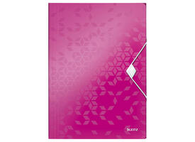 Elastomap Leitz WOW A4 3 kleppen PP roze