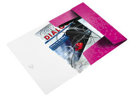 Elastomap Leitz WOW A4 3 kleppen PP roze