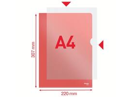 Insteekmap L-model Esselte standaard A4 0.11mm PP rood 100 stuks