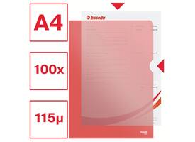 Insteekmap L-model Esselte standaard A4 0.11mm PP rood 100 stuks