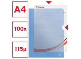 Insteekmap L-model Esselte standaard A4 0.11mm PP blauw 100 stuks