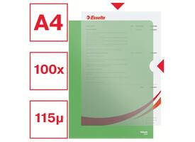 Insteekmap L-model Esselte standaard A4 0.11mm PP groen 100 stuks