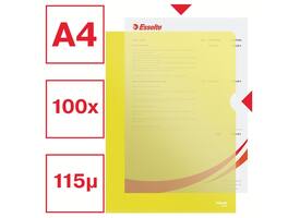 Insteekmap L-model Esselte standaard A4 0.11mm PP geel 100 stuks
