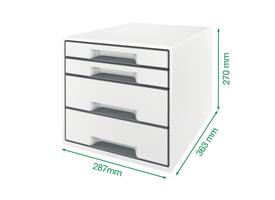 Ladenblok Leitz WOW CUBE A4 maxi 4 laden wit/grijs