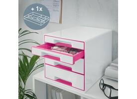 Ladenblok Leitz WOW 4 laden wit/roze