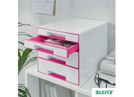Ladenblok Leitz WOW 4 laden wit/roze