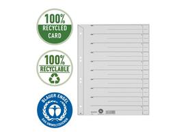 Scheidingsbladen Leitz A4 karton 200gr 6-gaats grijs 100 stuks