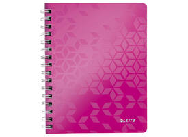 Notitieboek Leitz WOW A5 spiraal 160 pagina's lijn roze