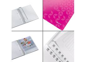 Notitieboek Leitz WOW A5 spiraal 160 pagina's lijn roze