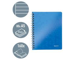 Notitieboek Leitz WOW A5 spiraal 160 pagina's lijn blauw