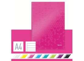 Notitieboek Leitz WOW A4 160 pagina's 90gr lijn roze