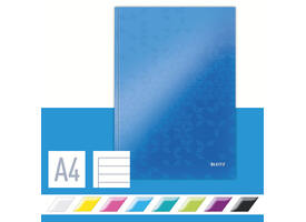 Notitieboek Leitz WOW A4 160blz 90gr lijn blauw
