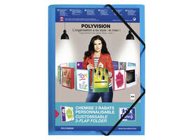 Elastomap Oxford Polyvision A4 met insteektas 3 kleppen PP blauw