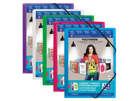 Elastomap Oxford Polyvision A4 met insteektas 3 kleppen PP blauw