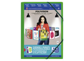 Elastomap Oxford Polyvision A4 met insteektas 3 kleppen PP groen