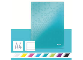 Notitieboek Leitz WOW A4 160 pagina's 90gr lijn ijsblauw