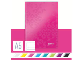 Notitieboek Leitz WOW A5 160blz 90gr lijn roze