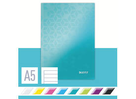 Notitieboek Leitz WOW A5 160blz 90gr lijn ijsblauw