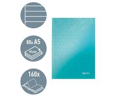 Notitieboek Leitz WOW A5 160blz 90gr lijn ijsblauw
