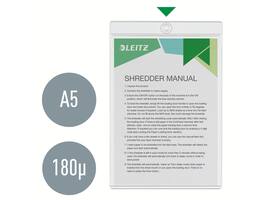 Insteekmap U-model Leitz Premium met ophangoog 0.20mm PVC A5 transparant 50 stuks