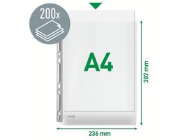 Harmonica showtas Leitz Premium 0.17mm metalen perforatiestrip copy safe A4 glashelder 3 stuks