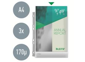 Harmonica showtas Leitz Premium 0.17mm metalen perforatiestrip copy safe A4 glashelder 3 stuks