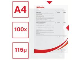 Insteekmap L-model Esselte standaard copy safe PP A4 transparant 100 stuks