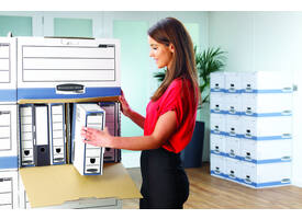 Archiefdoos Bankers Box System A4 150mm wit blauw