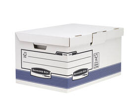 Archiefdoos Bankers Box System fold flip top maxi wit blauw