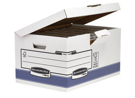 Archiefdoos Bankers Box System fold flip top maxi wit blauw
