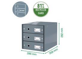 Ladenkast Leitz Click & Store WOW 3 laden gerecycled karton zwart