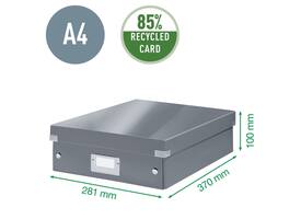 Opbergdoos Leitz Wow Click & Store organiser 280x100x370mm middel gerecycled karton zwart
