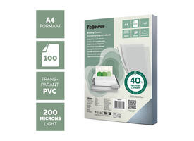 Voorblad Fellowes A4 PVC 200micron recycled 100 stuks