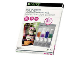 Lamineerhoes Leitz iLAM A4 met perforatieband 2x125micron EVA 100 stuks