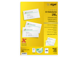 Visitekaart Sigel 85x55mm blanco 190gr  afgeronde hoeken wit 100 stuks