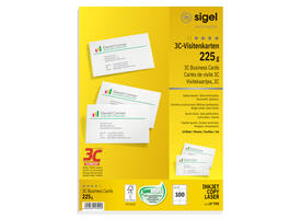 Visitekaart Sigel 85x55mm 225gr gladde zijden wit 100 stuks