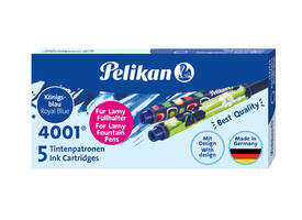 Inktpatroon Pelikan 4001 voor Lamy vulpen blauw doosje à 5 stuks