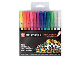 Gelschrijver Sakura Gelly Roll Moonlight fluorescent set à 12 kleuren