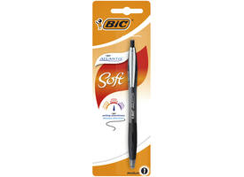 Balpen Bic Atlantis soft metalen clip clic medium zwart bister à 1st